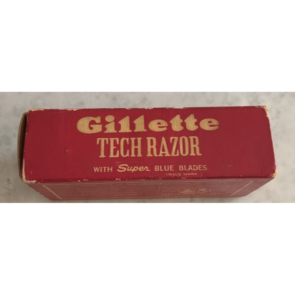 VINTAGE Gillette Tech Razor Red Cross Gift - Picture 5 of 11